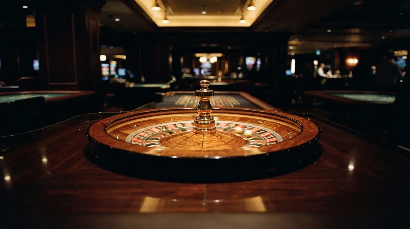 Ett roulettehjul snurrar på ett blankt träbord, den vita kulan glimmar i takljusets guld — svenska casino betala med telefon